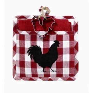 Potholder Set Rooster Potholder, Kitchen towel, and cookie cutter set